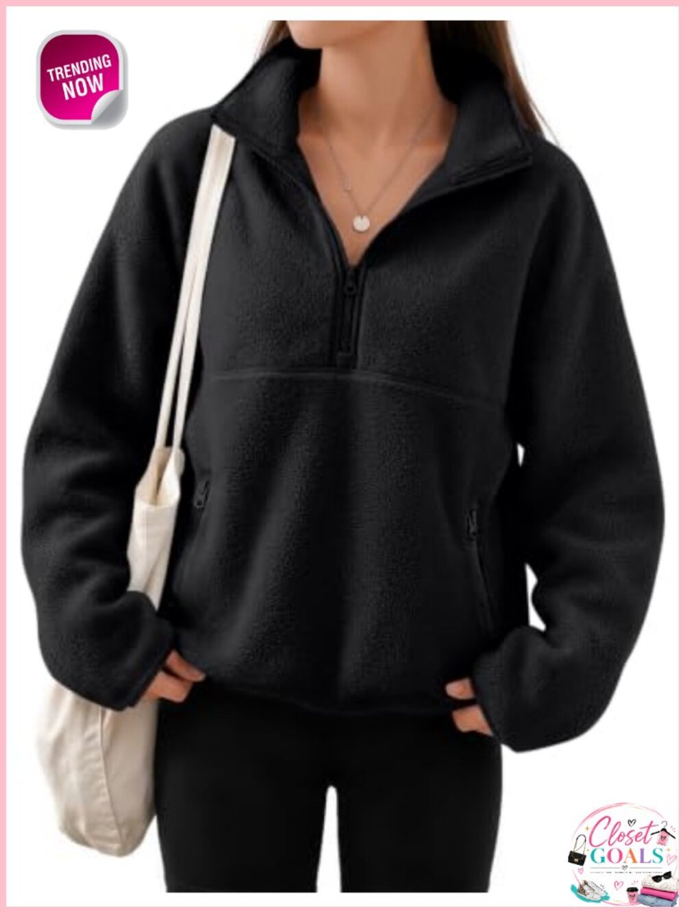 Sherpa Fleece Quarter Zip Pullover Sweatshirt Fuzzy Jacket Women